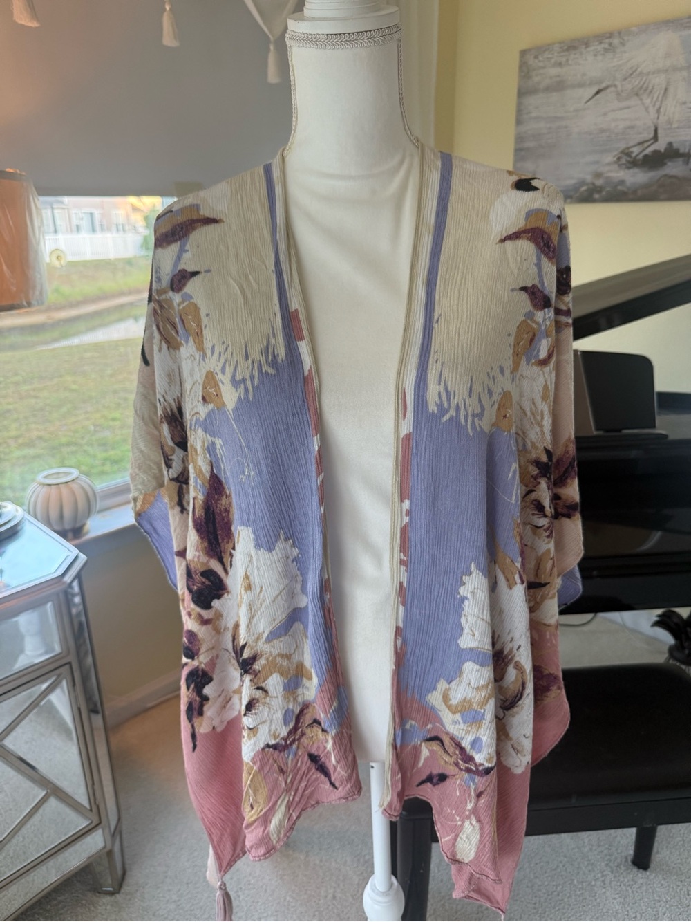 Vince Camuto lightweight summertime wrap watercolor florals romantic flowing